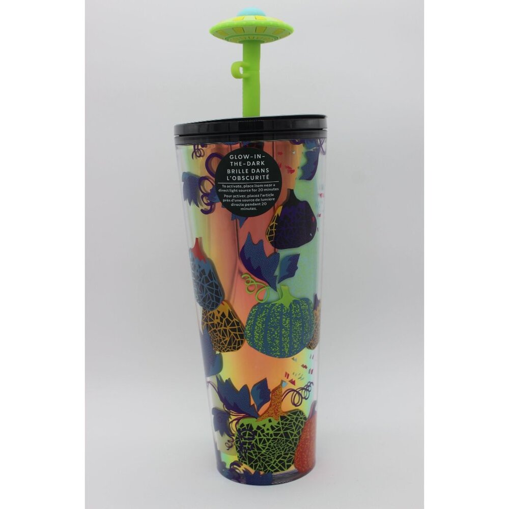 Starbucks 2024 Fall Halloween pumpkins UFO topper glow in the dark venti tumbler